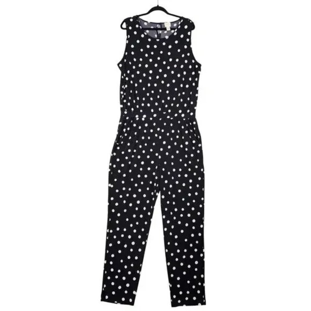 Chico's 2 Black/White Polka Dot Jumpsuit - Picture 2 of 9